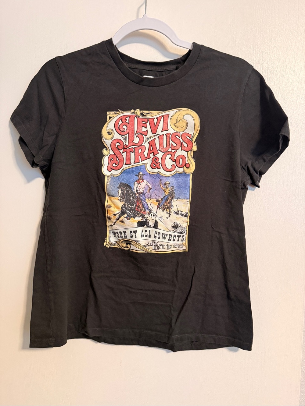 Levi's Black Short-Sleeve Tee with Western Multi-Color Rodeo Graphic